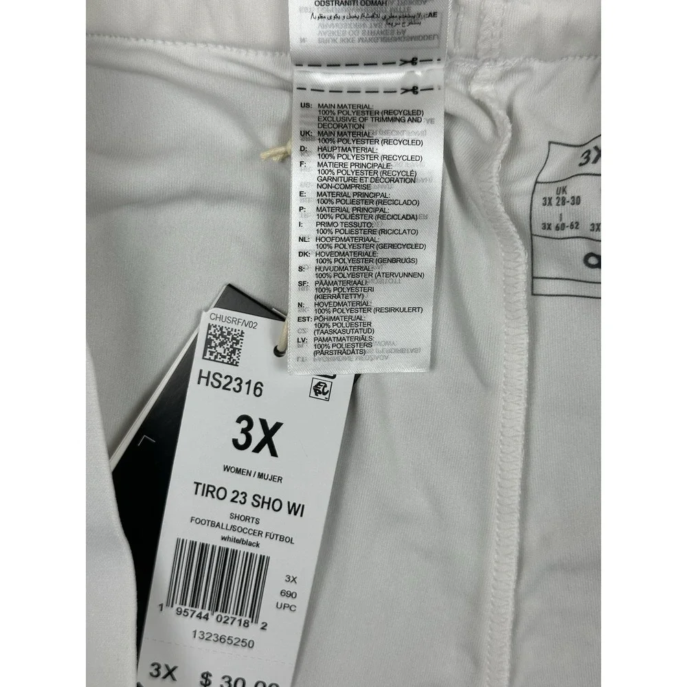 Adidas Tiro 23 Women's White/Black Soccer Shorts HS2316 Drawstring Three Stripes